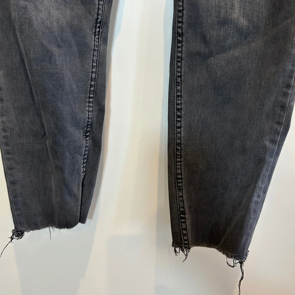 Judy Blue 1XL Black Wash Distressed High Rise Cropped Raw‎ Hem Jeans 33